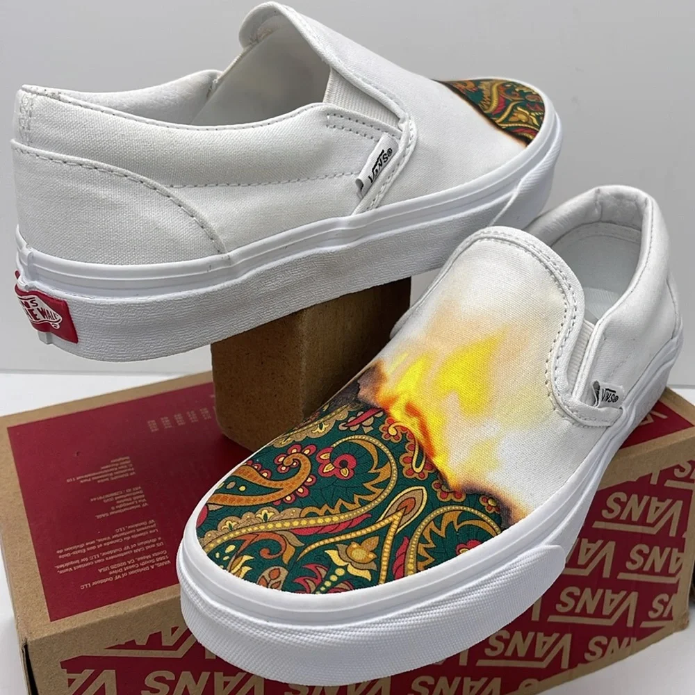 Vans Canvas Men’s Slip-On Shoes in Desert Vibes Oat Classic Slip-On (Big Reveal)